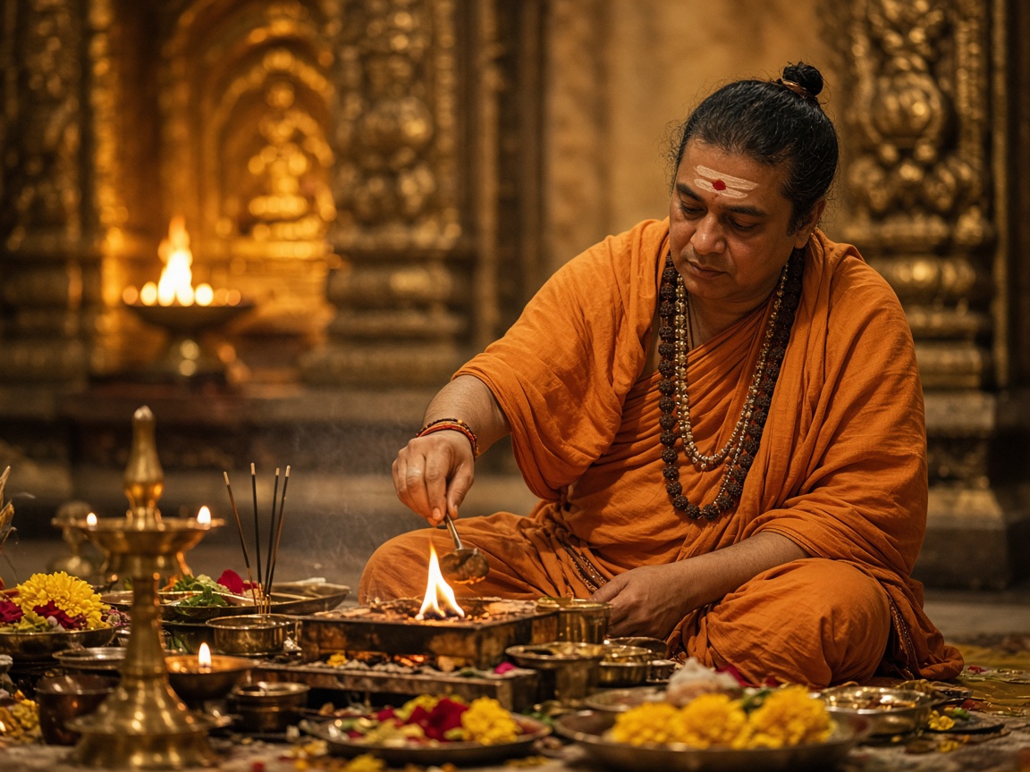 Traditional Indian diya lamp for spiritual ritual